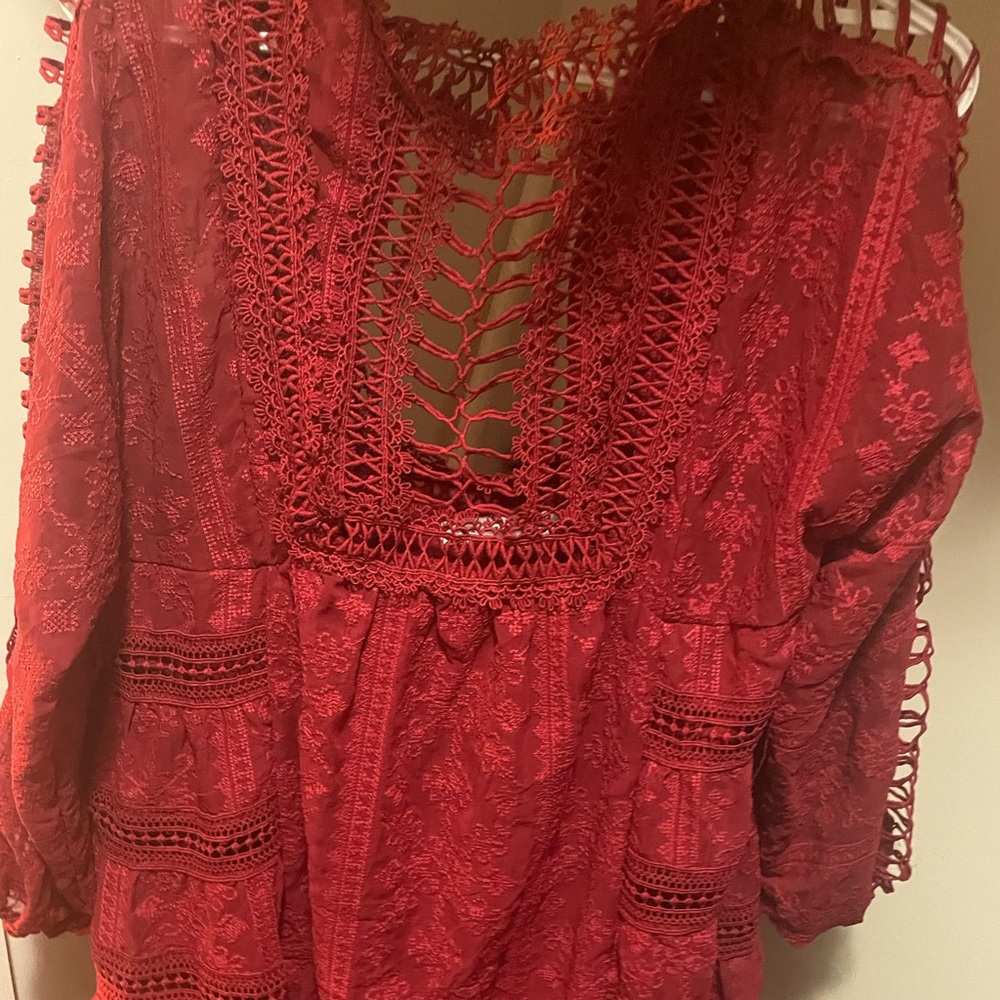 Avantlook Red Lace Floral Dress